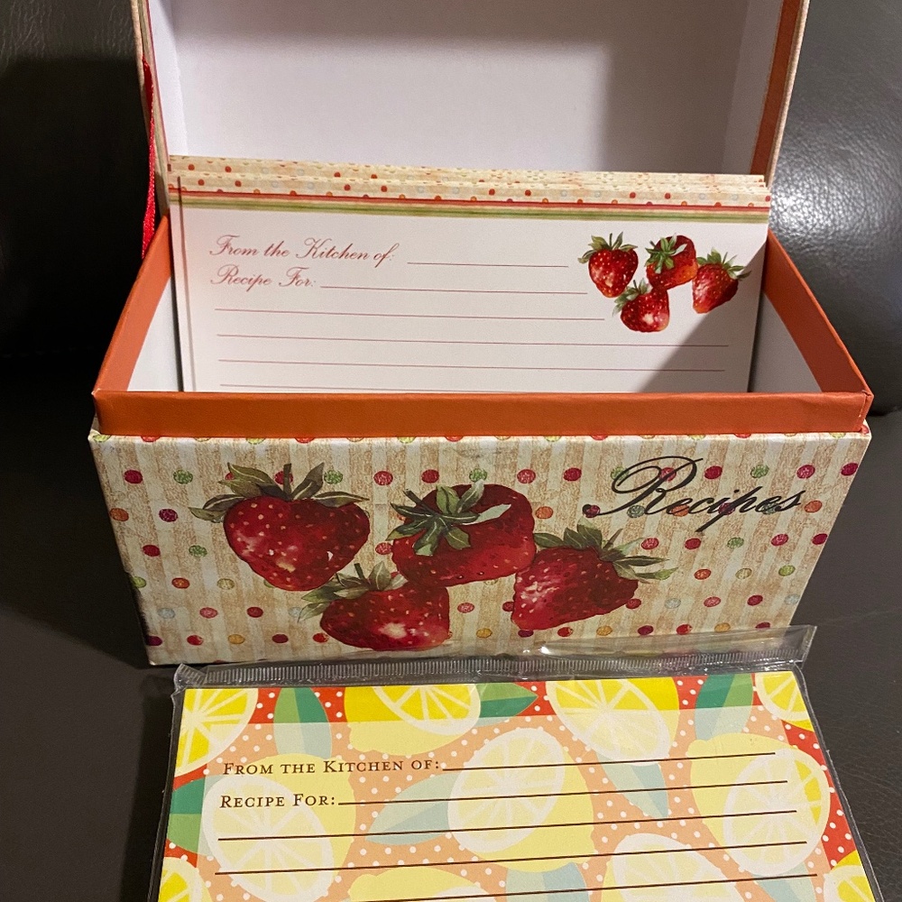 Strawberry and Stripes Recipe Box with Cards
